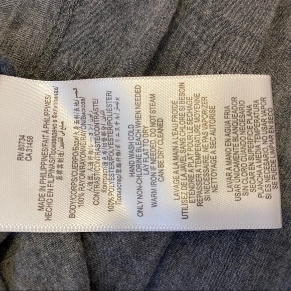 BCBG Paris Gray V Neck Sheer Sleeve Blouse Top - Picture 7 of 7